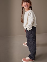 Charcoal Grey Wide Leg Cargo Trousers (3-16yrs) - Image 3 of 7