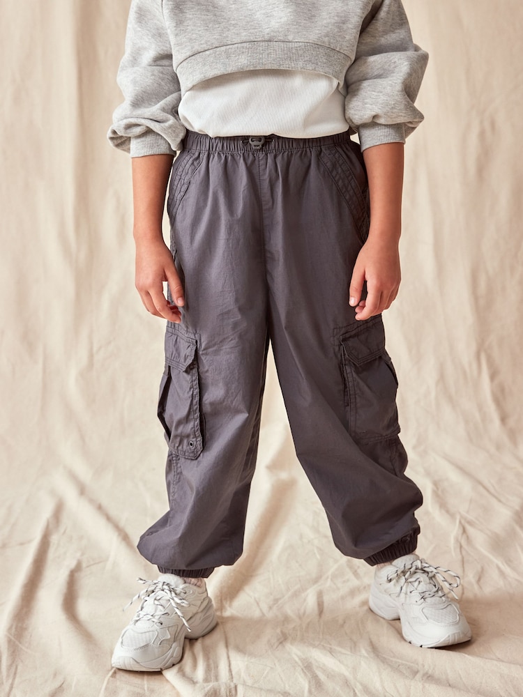 Charcoal Grey 100% Cotton Parachute Cargo Trousers (3-16yrs) - Image 2 of 10