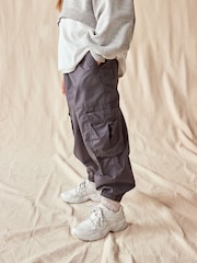 Charcoal Grey 100% Cotton Parachute Cargo Trousers (3-16yrs) - Image 4 of 10
