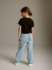 Light Blue Denim 100% Cotton Wide Leg Cargo Jeans (3-16yrs) - Image 3 of 7