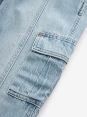 Light Blue Denim 100% Cotton Wide Leg Cargo Jeans (3-16yrs) - Image 7 of 7