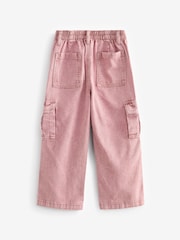 Pink 100% Cotton Wide Leg Cargo Jeans (3-16yrs) - Image 2 of 3