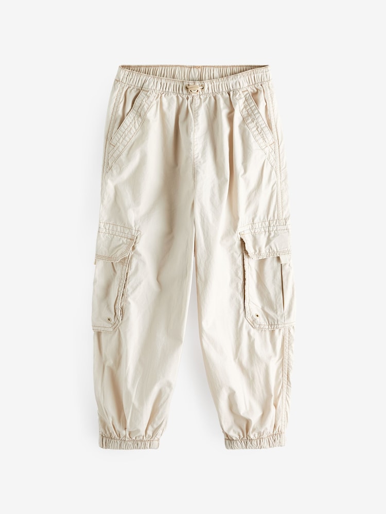 Stone 100% Cotton Parachute Cargo Trousers (3-16yrs) - Image 1 of 3
