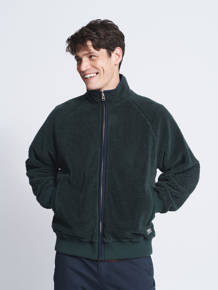 Aubin Green Kewick Borg Zip Through Sweatshirt Fleece - Image 1 of 7