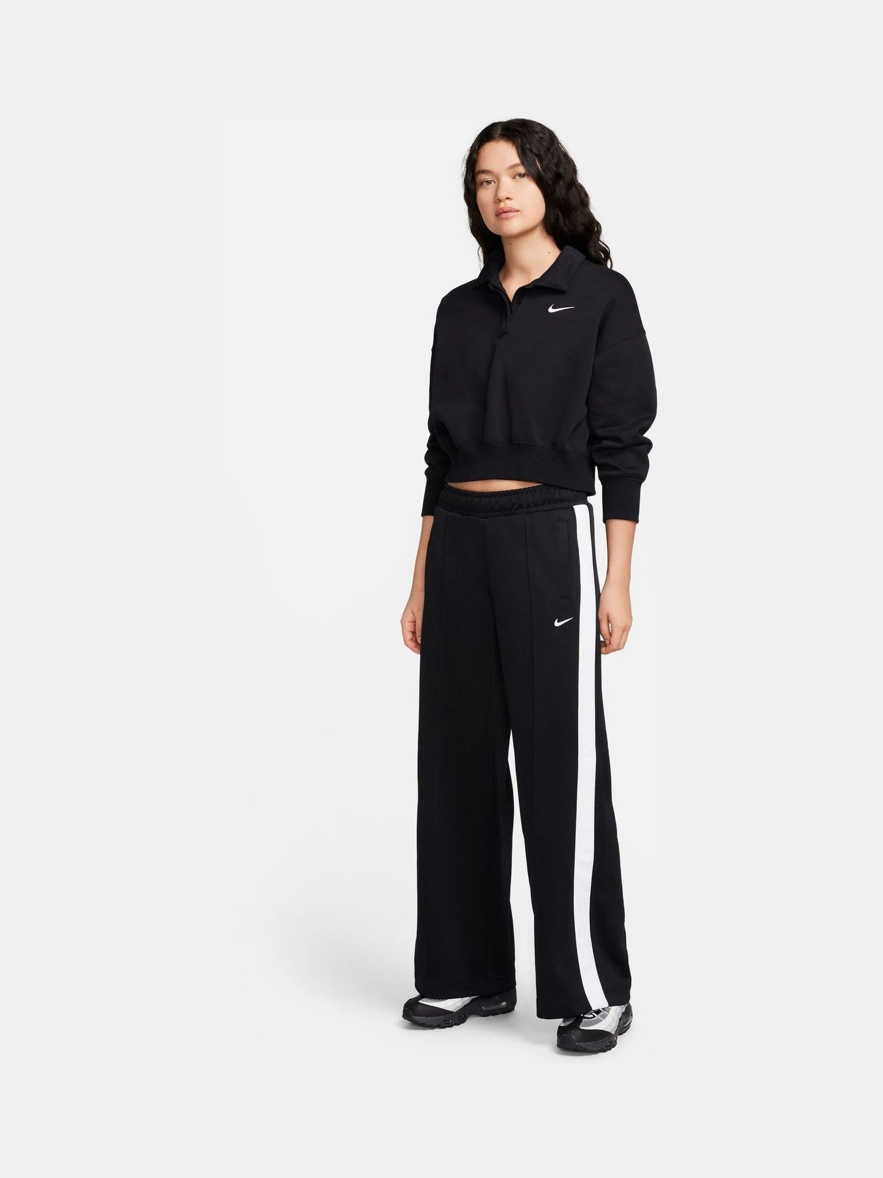 Buy Nike Black Wide Leg Side Stripe Joggers from Next Luxembourg