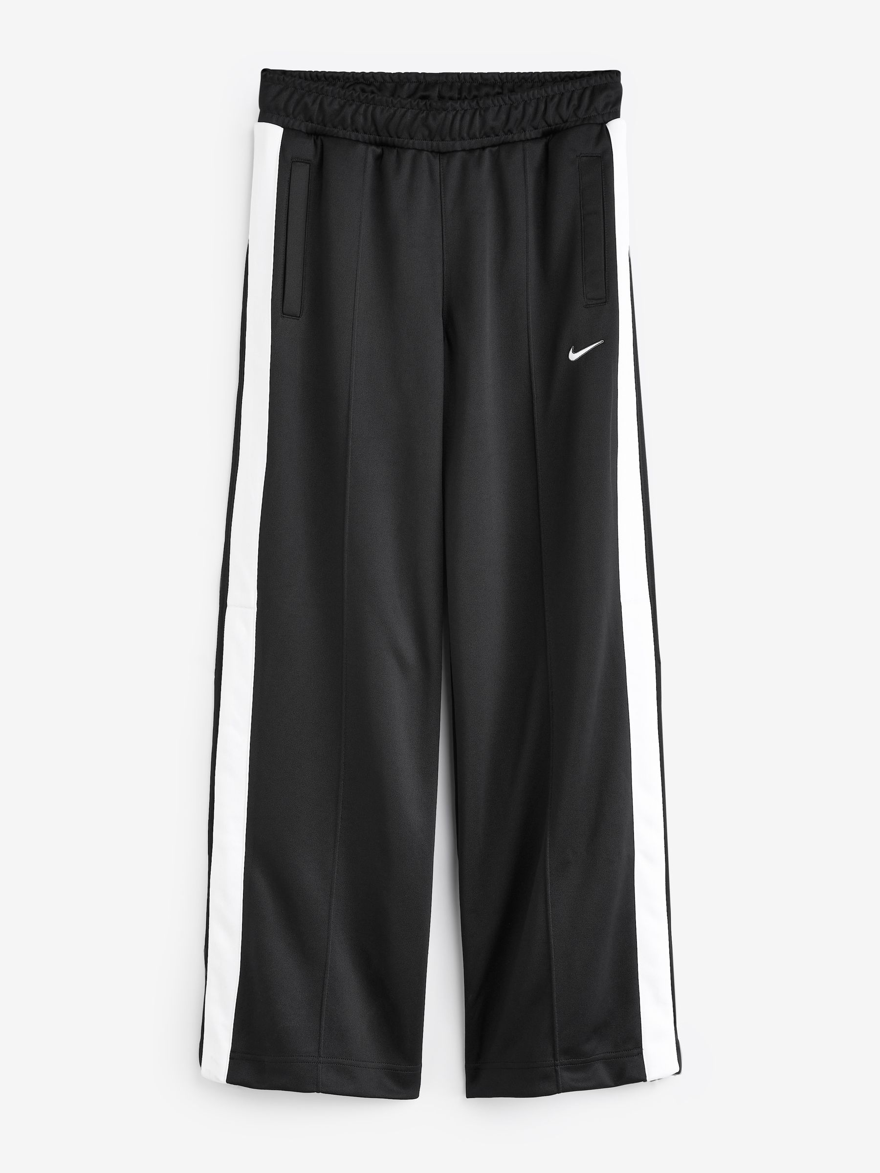 Black nike joggers with white stripe discount