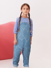 Mid Blue Denim Heart Dungaree (3-16yrs) - Image 1 of 6