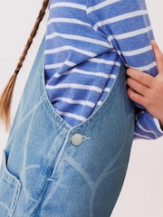 Mid Blue Denim Heart Dungaree (3-16yrs) - Image 3 of 6