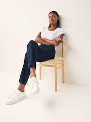 Denim Dark Blue Jersey Seam Front Tapered Trousers - Image 2 of 7