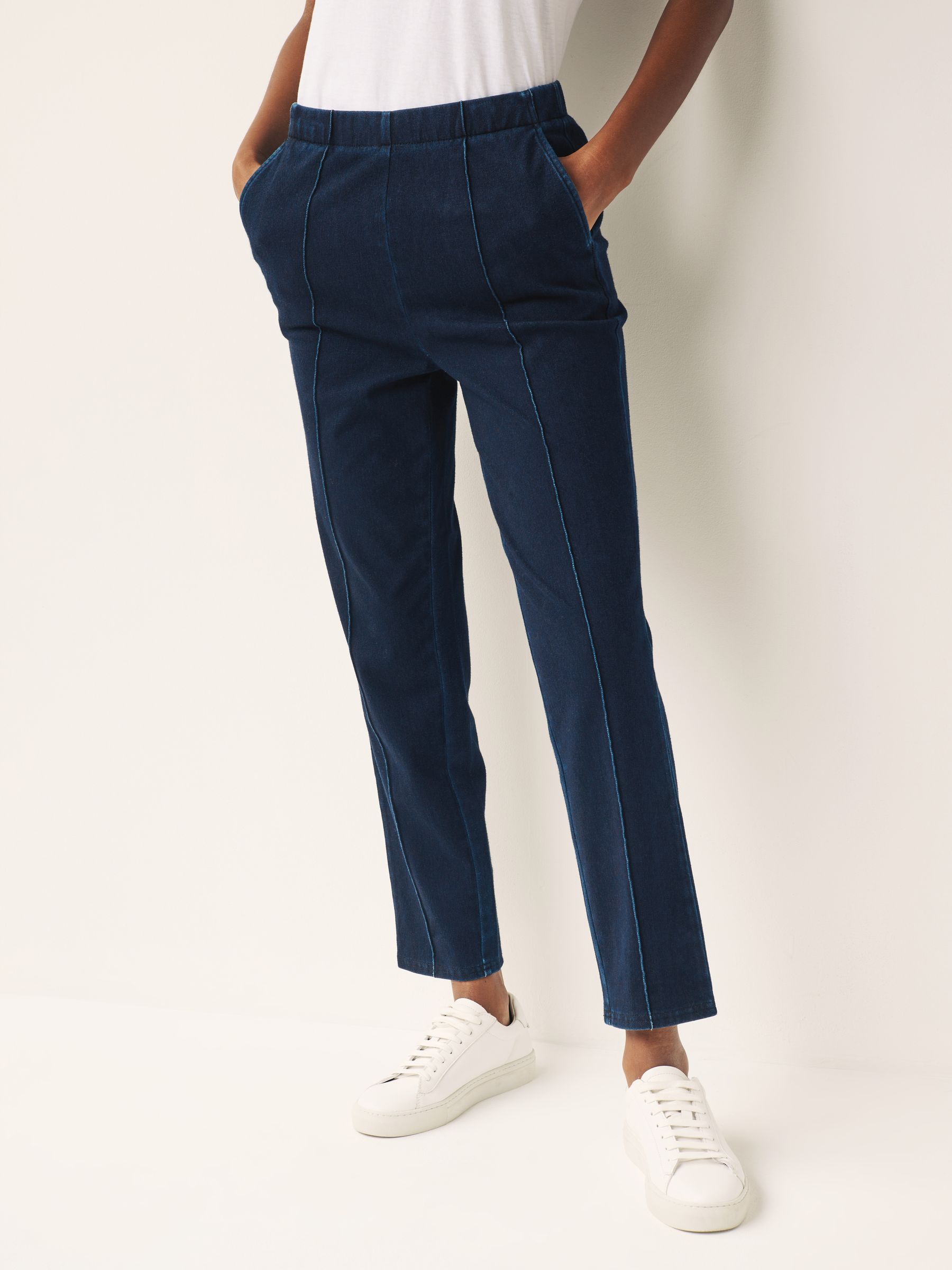 Buy Denim Dark Blue Jersey Seam Front Tapered Trousers from Next Luxembourg