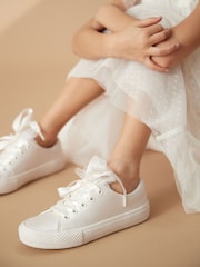 Білий - Flower дівчата Occasion Tulle на шнурівці Кросівки - Image 1 of 8