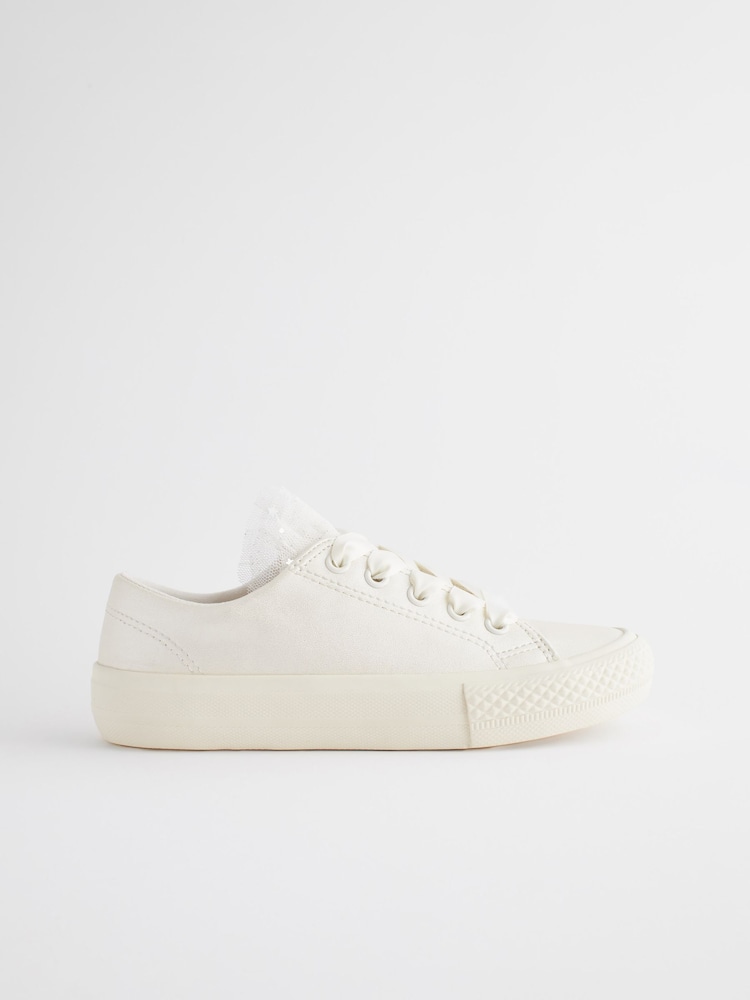 White Flower Girl Occasion Tulle Lace-Up Trainers - Image 3 of 8
