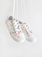 White Scribble Design Standard Fit (F) Star Lace-Up Trainers - Image 2 of 8