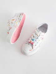 White Scribble Design Standard Fit (F) Star Lace-Up Trainers - Image 3 of 8