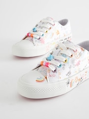 White Scribble Design Standard Fit (F) Star Lace-Up Trainers - Image 6 of 8