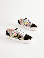 Black Graffiti Print Lace-Up Trainers - Image 1 of 6