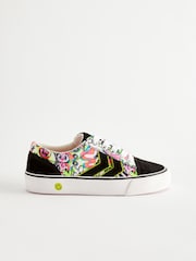 Black Graffiti Print Lace-Up Trainers - Image 2 of 6