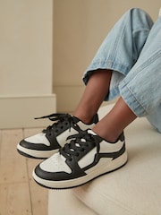 White/ Black Lace-Up Trainers - Image 3 of 8