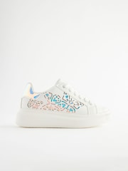 White Butterfly Lace Up Chunky Sole Trainers - Image 2 of 6