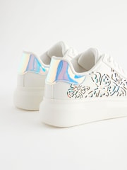 White Butterfly Lace Up Chunky Sole Trainers - Image 3 of 6