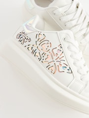 White Butterfly Lace Up Chunky Sole Trainers - Image 4 of 6