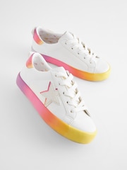 Pink/White Multi Wide Fit (G) Star Lace-Up Trainers - Image 1 of 7