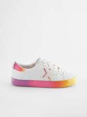 Pink/White Multi Wide Fit (G) Star Lace-Up Trainers - Image 2 of 7