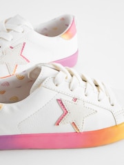 Pink/White Multi Wide Fit (G) Star Lace-Up Trainers - Image 6 of 7