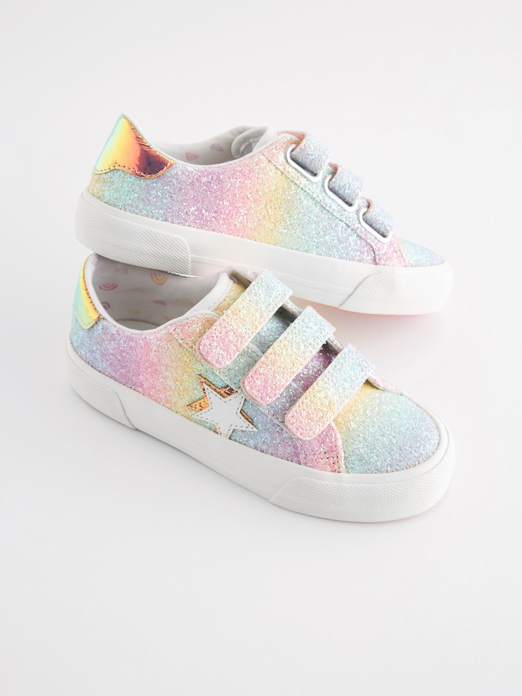 Rainbow Glitter Touch Fastening Trainers - Image 1 of 6