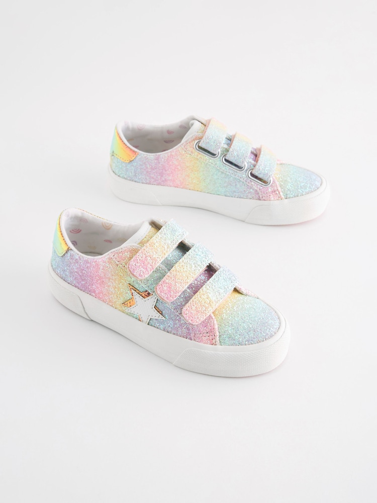 Rainbow Glitter Touch Fastening Trainers - Image 2 of 6