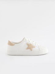 White Neutral Star Lace-Up Trainers - Image 2 of 5