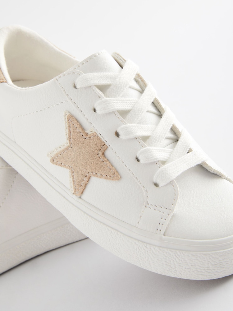 White Neutral Star Lace-Up Trainers - Image 5 of 5