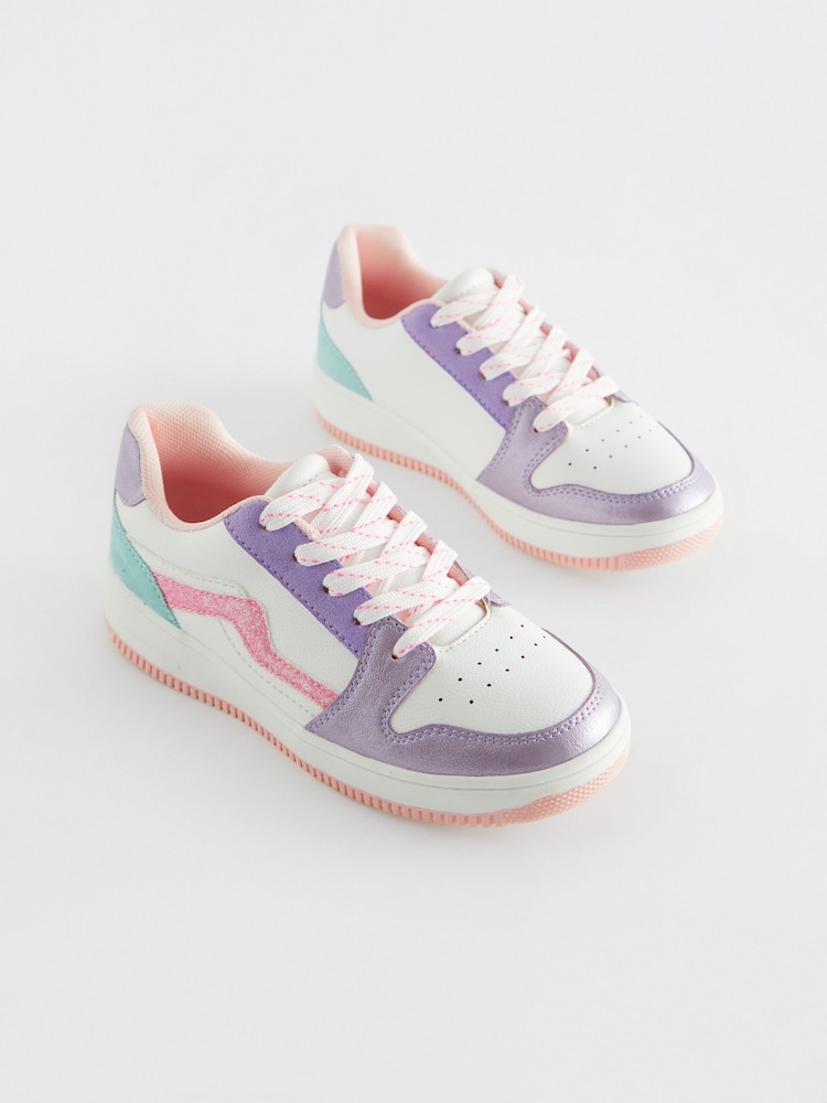 Purple Metallic Lace-Up Trainers - Image 1 of 5