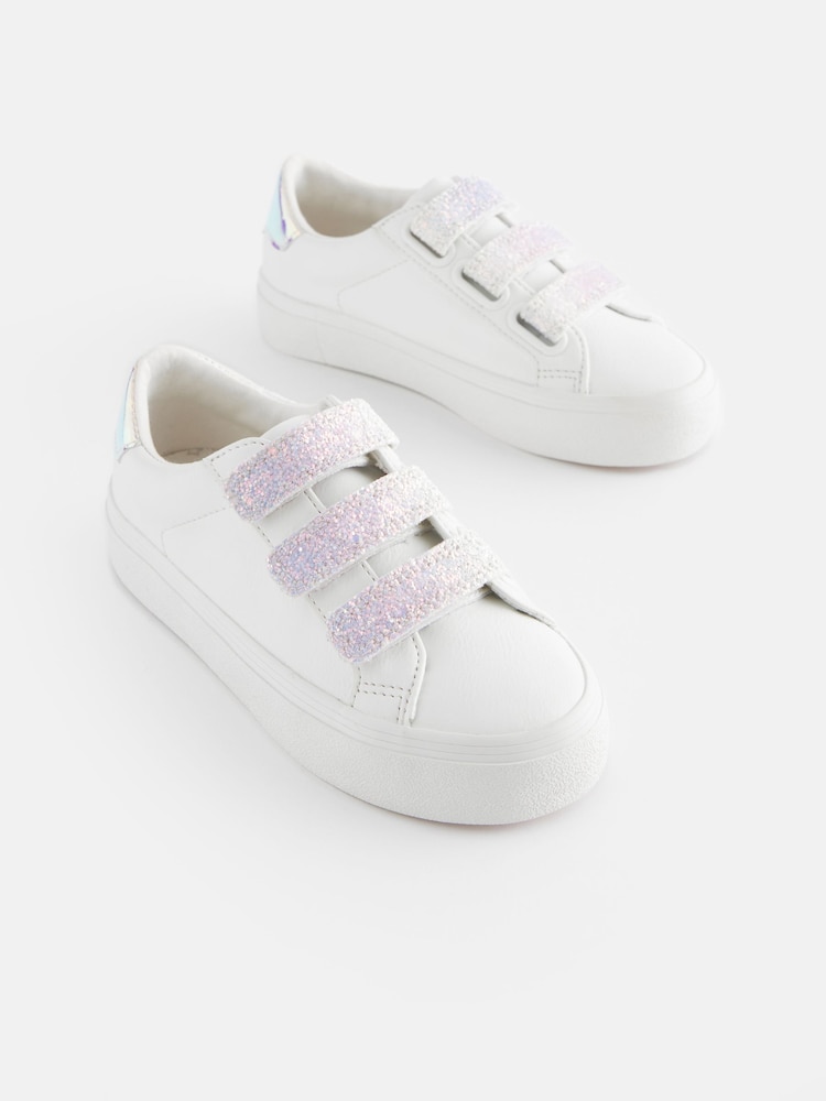 White Glitter Touch Fastening Trainers - Image 4 of 7