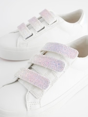 White Glitter Touch Fastening Trainers - Image 6 of 7