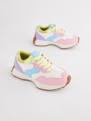 Rainbow Pastel Lace-Up Chunky Trainers - Image 1 of 9