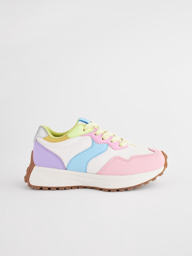 Rainbow Pastel Lace-Up Chunky Trainers - Image 4 of 9