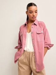 Pink Oversized Denim Shirt - Image 1 of 7