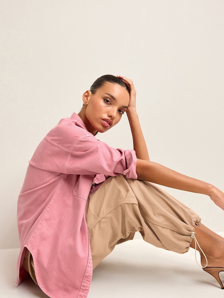 Pink Oversized Denim Shirt - Image 3 of 7