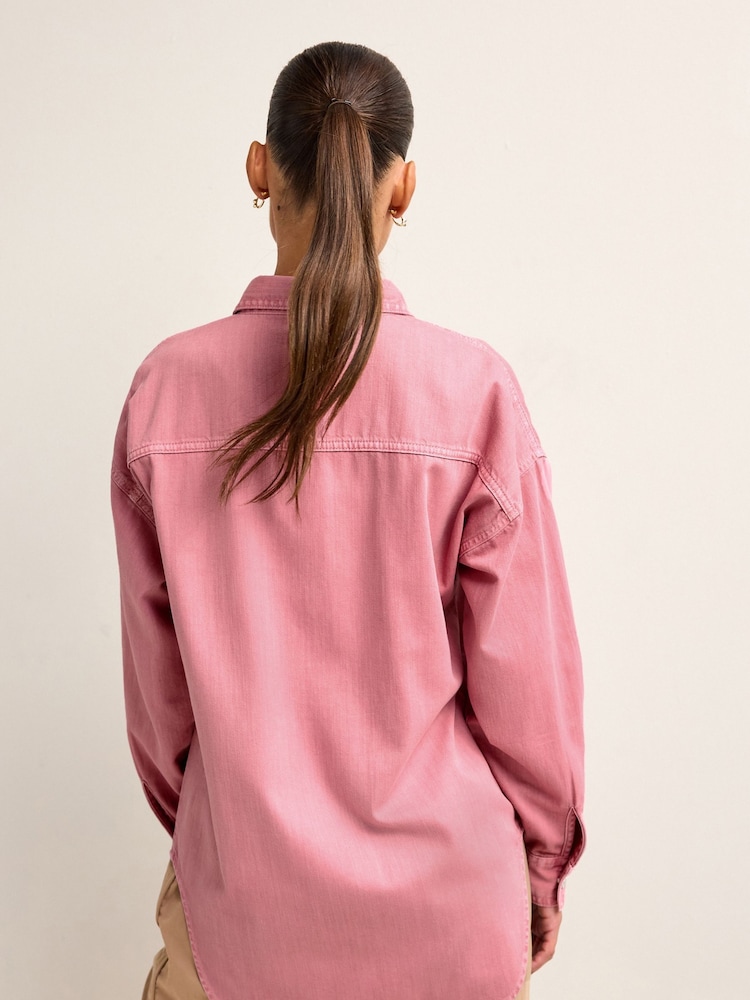 Pink Oversized Denim Shirt - Image 4 of 7