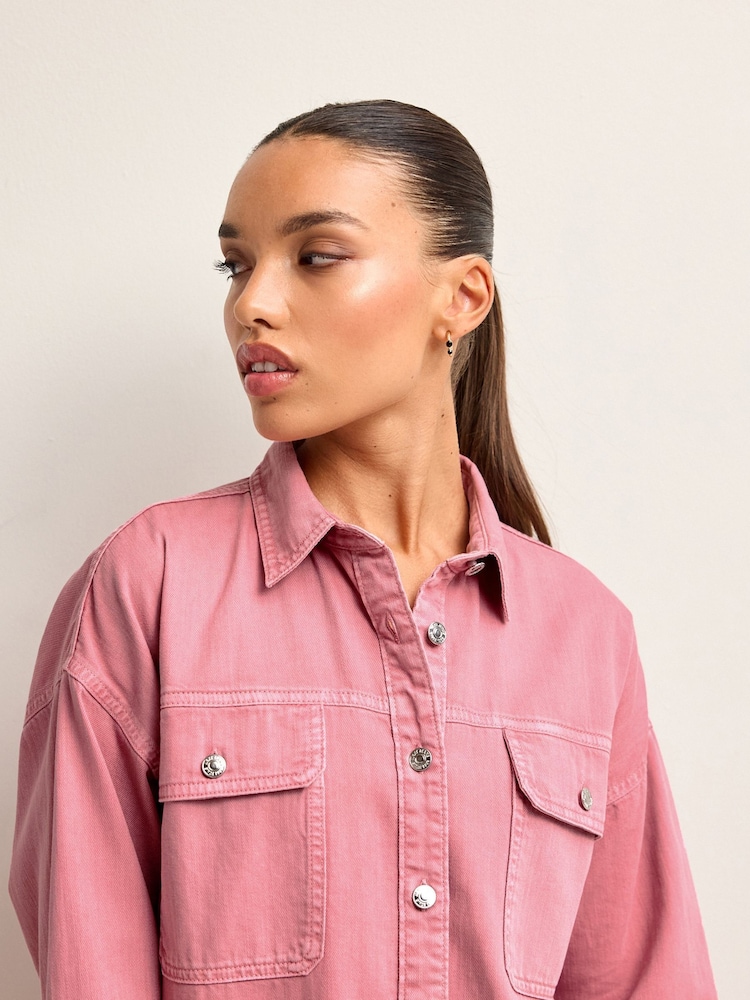 Pink Oversized Denim Shirt - Image 5 of 7