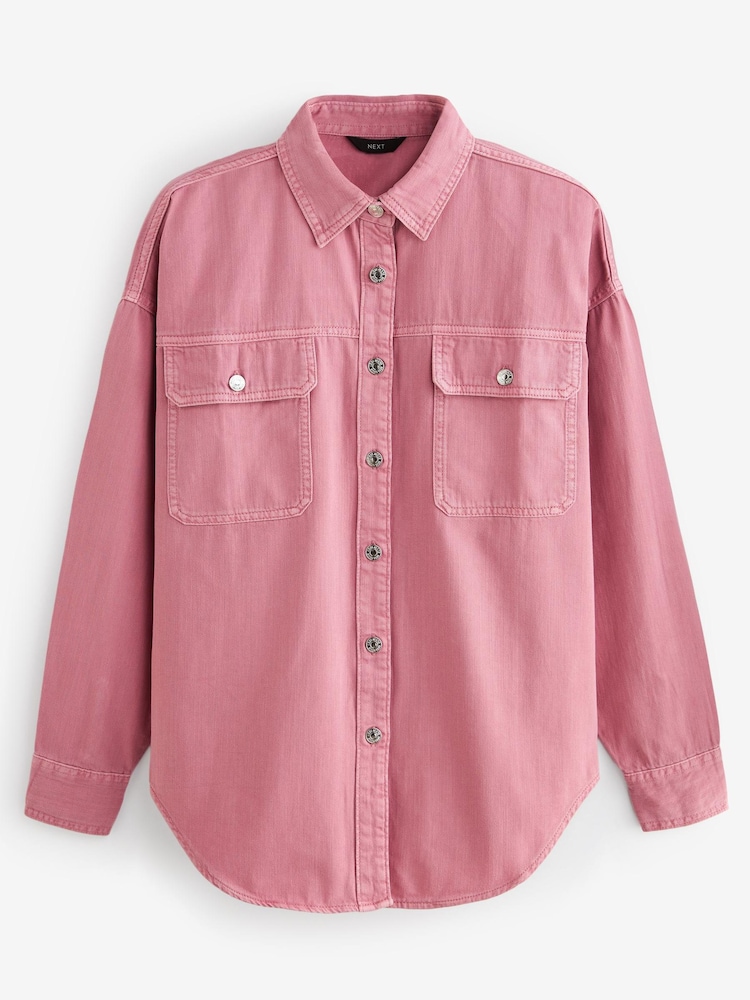 Pink Oversized Denim Shirt - Image 6 of 7
