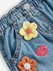 Albastru - 3D Flower Imprimeu Slouchy 100% blugi din bumbac (3luni-7ani) - Image 6 of 6