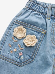 Mid Blue Denim Crochet Flower Slouchy Jeans (3mths-7yrs) - Image 6 of 6