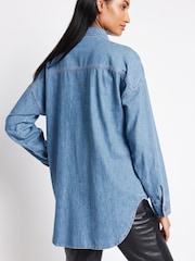 Srednje modra - Oversized denim 100% bombaž srajce - Slika 3 iz 6