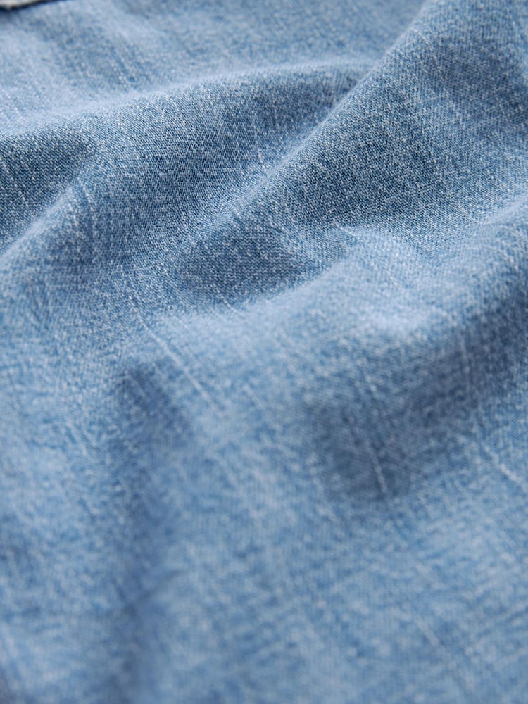 Srednje modra - Oversized denim 100% bombaž srajce - Slika 6 iz 6