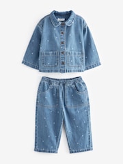 Mid Blue Denim 100% Cotton Shirt And Trousers Set (3mths-7yrs) - Image 5 of 7
