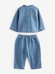 Mid Blue Denim 100% Cotton Shirt And Trousers Set (3mths-7yrs) - Image 6 of 7