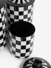 Rockett St George Set of 3 Black/White Checkerboard Nesting Enamel Storage Tins - Image 5 of 5