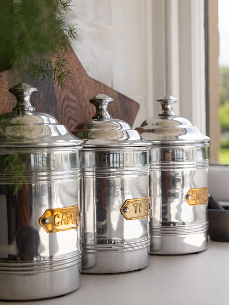 Rockett St George Silver Vintage Coffee Tin Storage Jar - Image 1 of 6 Rockett St George Silver Vintage Coffee Tin Storage Jar - Image 1 of 6
